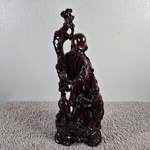 Chinese Shou Lao Shou Xing Traditionial Statue Old Man With Staff 10.5"
